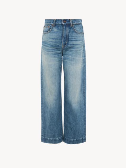 HIGH-RISE CROPPED JEANS IN DENIM