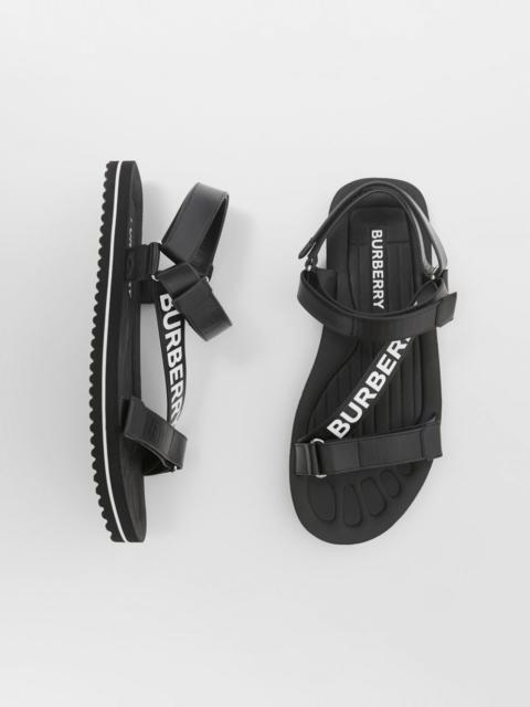 Logo Print Leather Sandals
