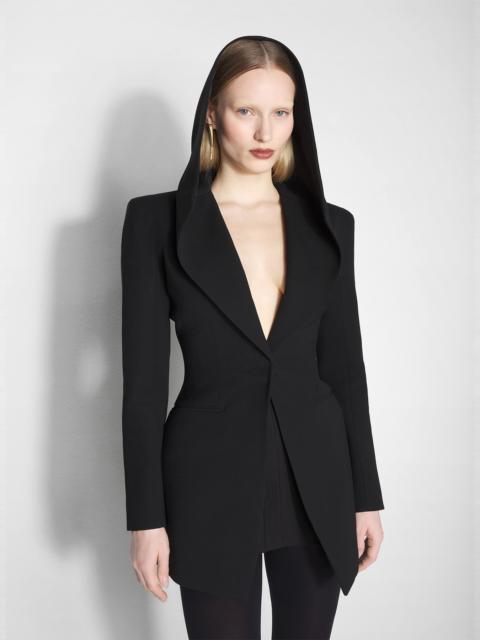 black hooded tailored jacket