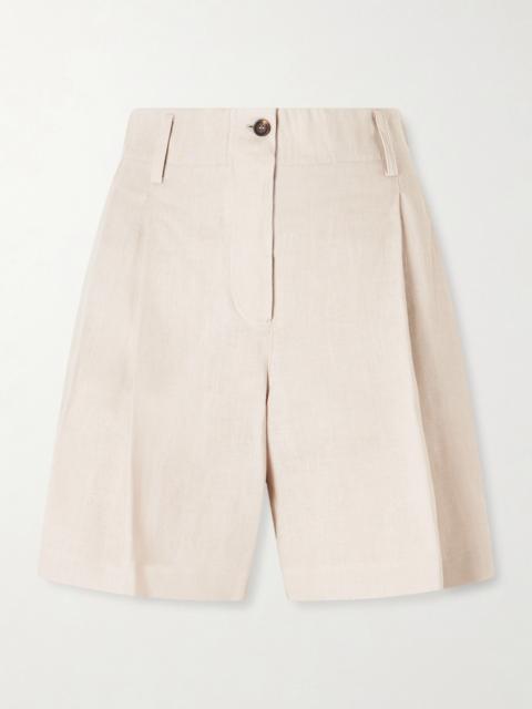 Pleated Linen Shorts