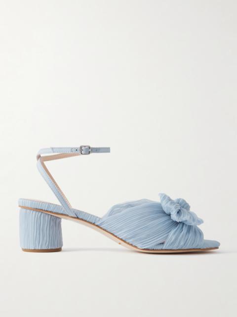 Dahlia Bow-embellished Plissé-organza Sandals