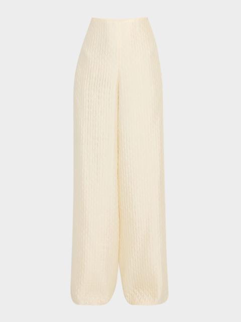 Dresden Diamond Cloquet Wide-Leg Trousers