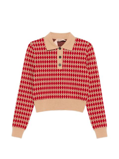 diamond-pattern polo shirt