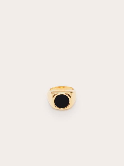 SUNKEN STONE SIGNET RING GOLD