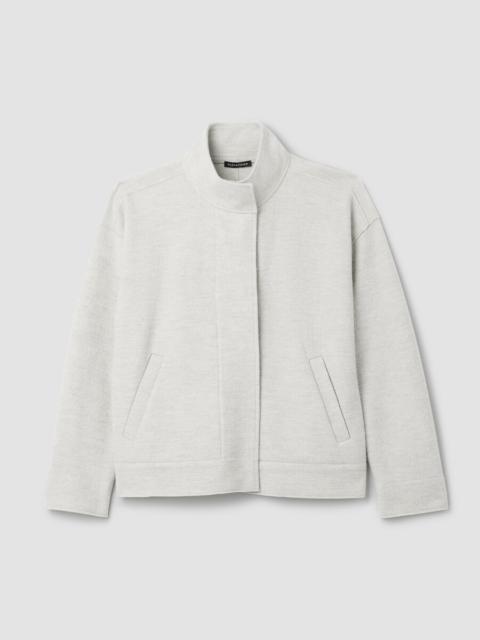 Lightweight Boiled Wool Stand Collar Jacket in Regenerative Wool
