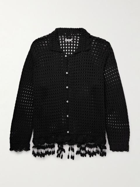 Blossom Tasselled Crocheted Pima Cotton Shirt Black