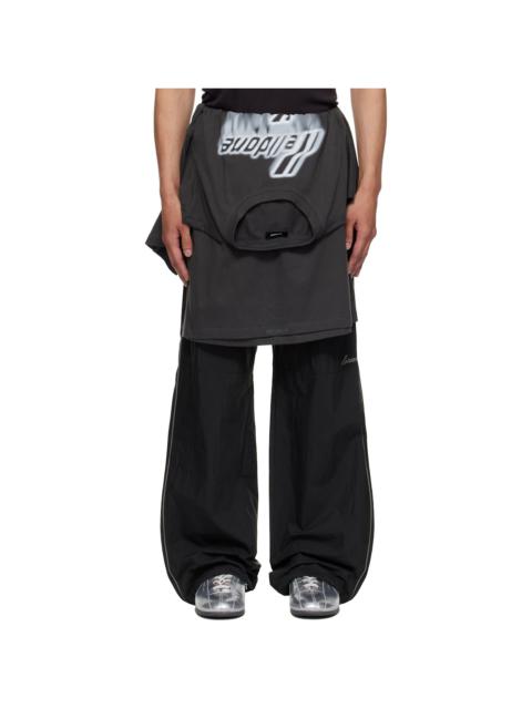 Black Layered Track Pants