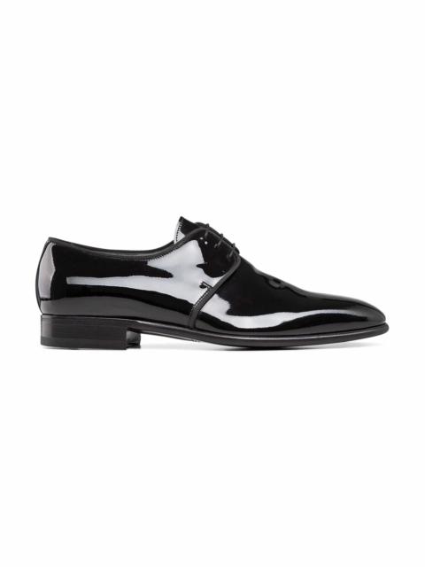 Men's black patent leather derby shoe