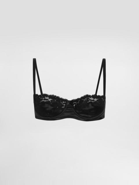 Satin and lace balconette bra