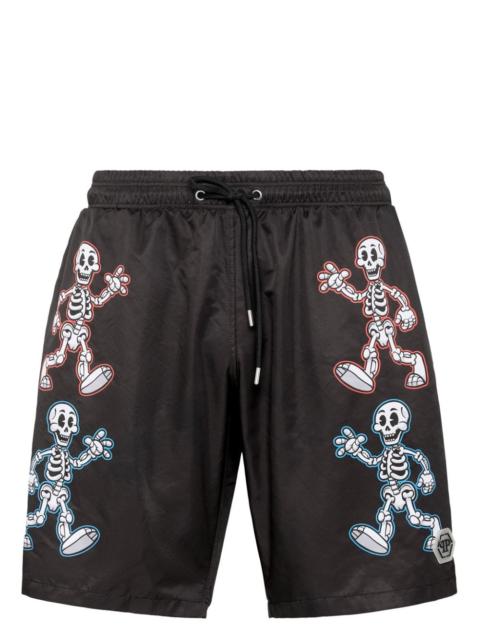 skeleton-print swim shorts