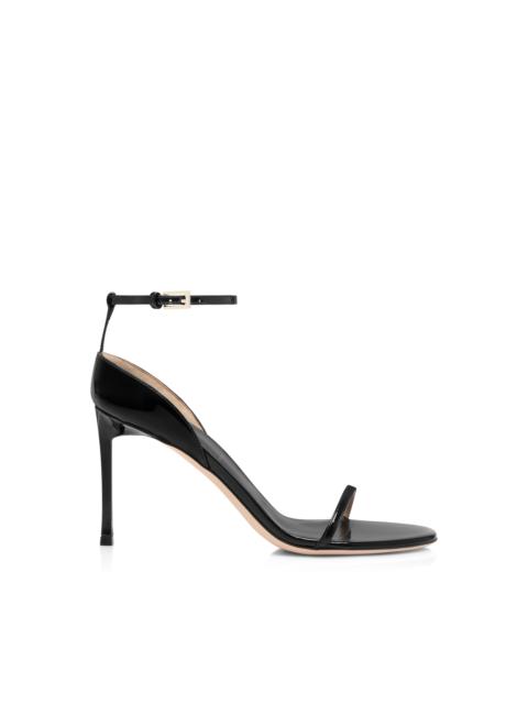 PATENT LEATHER VERTIGO ANKLE STRAP SANDAL