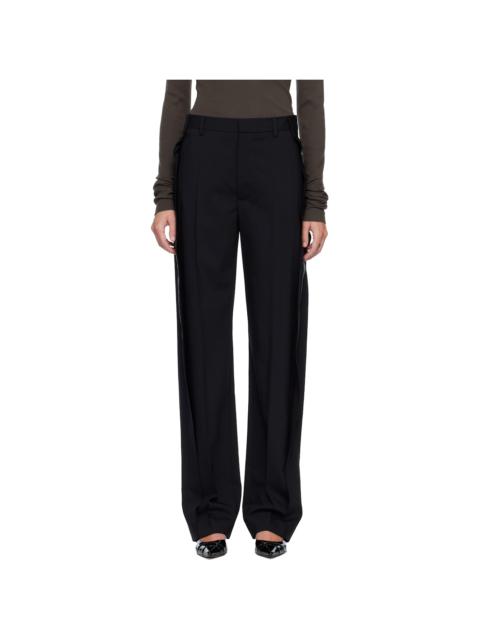 Black Fluid Wool Tailoring Trousers