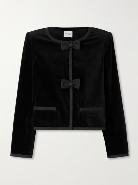 Quincy Cropped Satin-trimmed Cotton-velvet Jacket