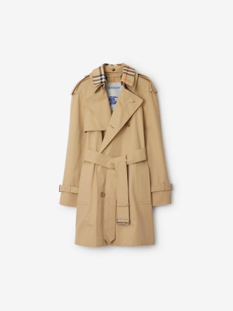 Short Detachable Collar Gabardine Trench Coat