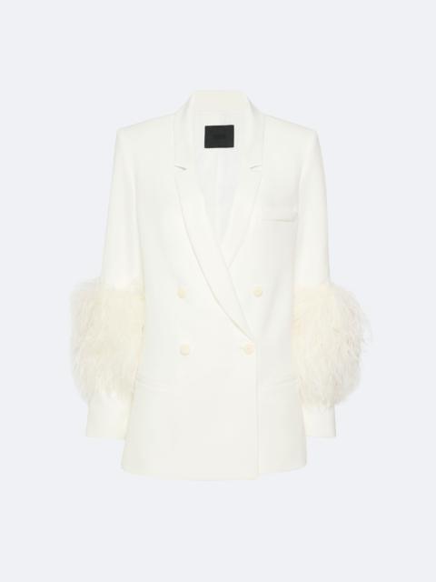 Matte Crepe Blazer With Feathers