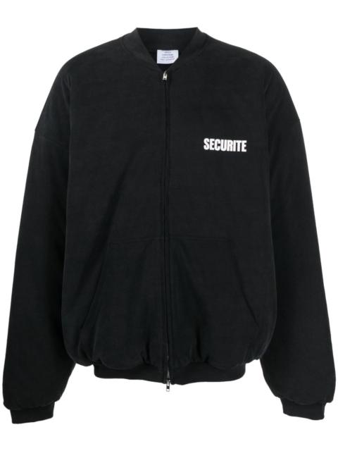 slogan-print cotton bomber jacket