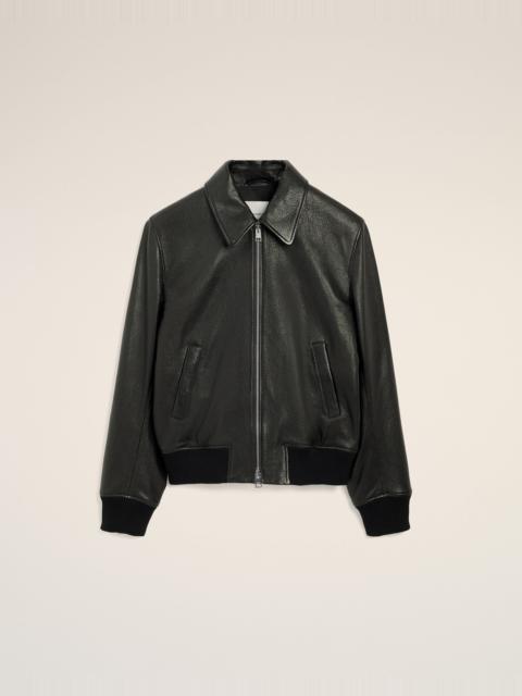 BLACK LAMB LEATHER ZIPPED JACKET