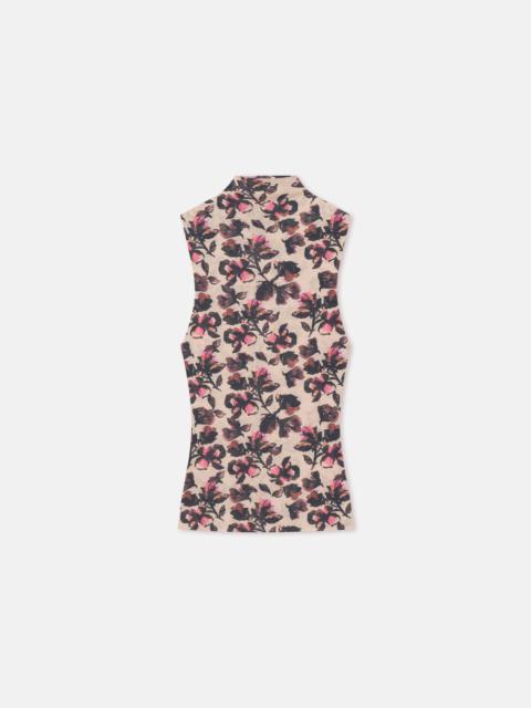 Printed Mesh Jersey Top