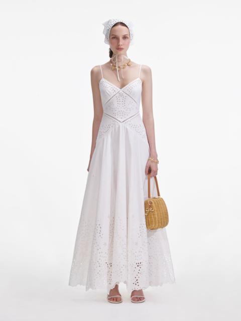White Cotton Embroidered Maxi Dress