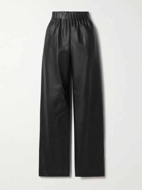 Murphy Pleated Leather Wide-leg Pants