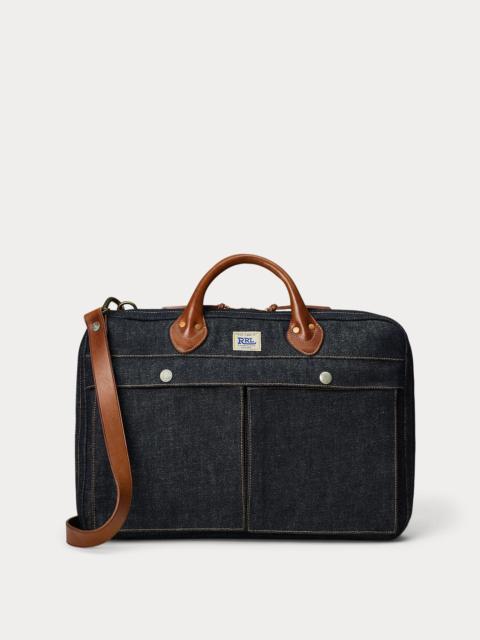 Leather-Trim Indigo Denim Briefcase