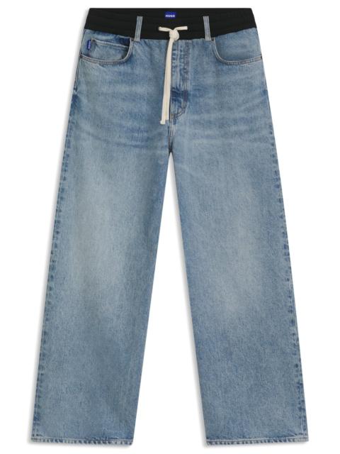 OVERSIZE-FIT JEANS IN BLUE DENIM WITH JERSEY WAISTBAND