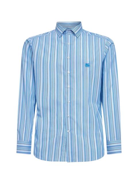 Light blue striped cotton shirt with Pegaso embroidery