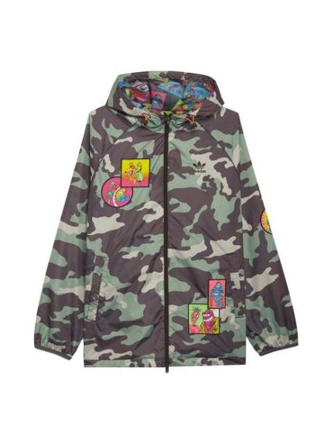 adidas originals x JEREMY SCOTT Crossover Casual hooded Camouflage Jacket Green H53375