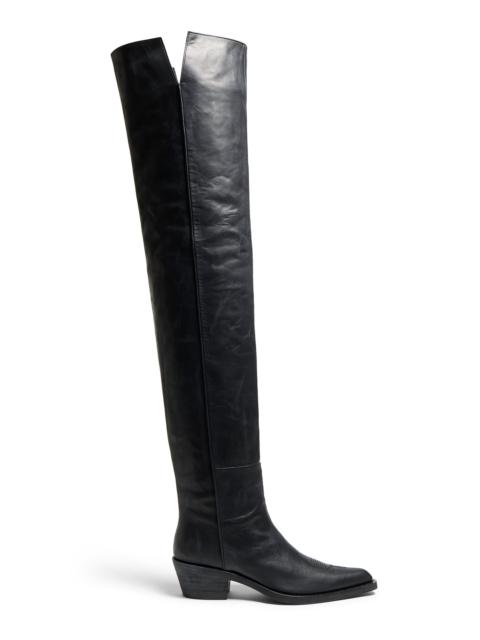Clive Over-The-Knee Leather Boots black
