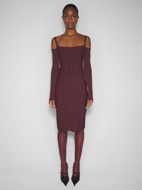 burgundy boning detail knit dress