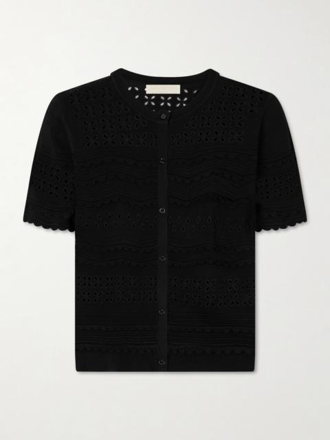 Abriana Eyelet-embellished Knitted Shirt