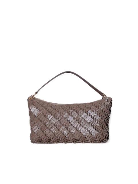 disc leather shoulder bag