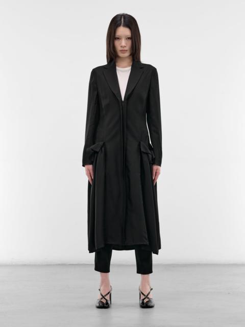 Black Side Gathered Overcoat Dress
