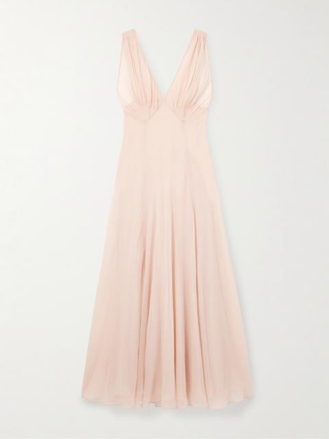 Pleated Silk-chiffon Maxi Dress