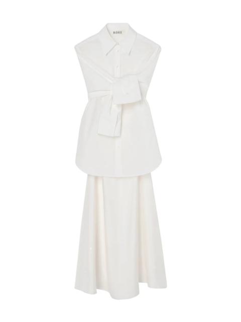 POPLIN SILK COMBINED GILET-DRESS  | OPTIC WHITE