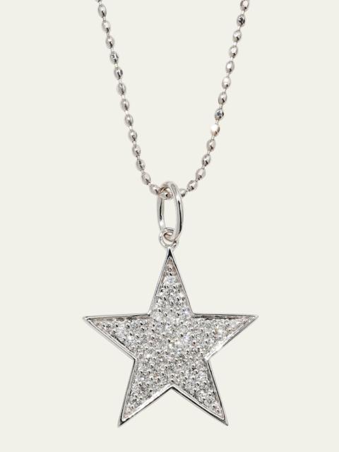 14k White Gold Medium Diamond Star Necklace