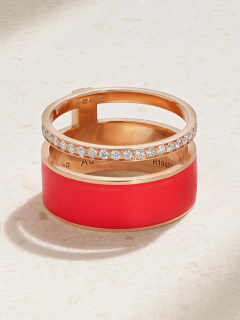 Berbere 18-karat Rose Gold, Lacquer And Diamond Ring