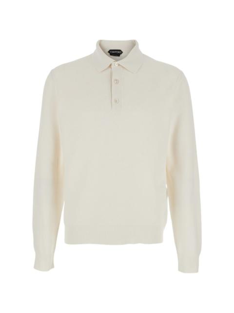 buttoned silk polo shirt