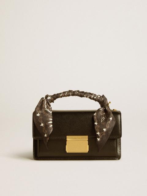 Small Venezia Bag in black boarded leather with silk scarf