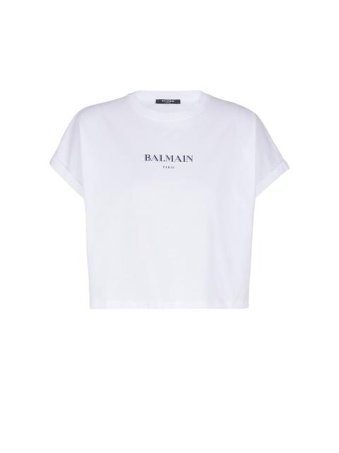 Cropped T-shirt with Balmain print