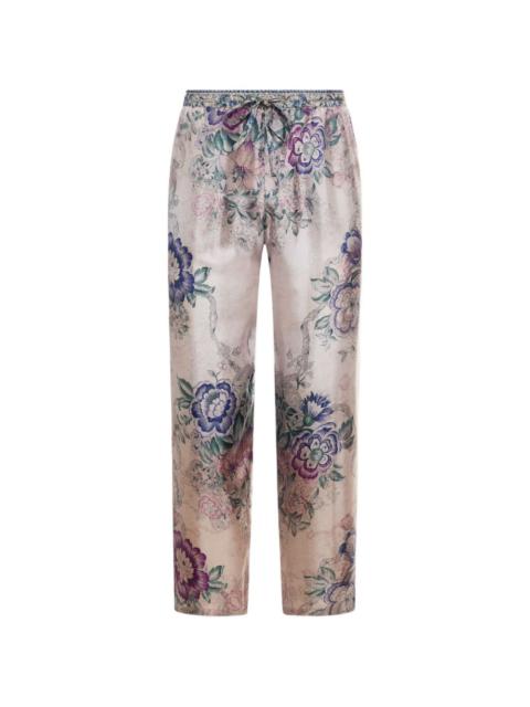 floral-print trousers