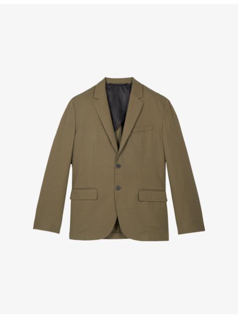Lapel-Collar Single-Breasted Cotton and Linen-Blend Jacket