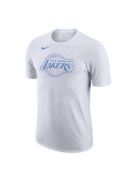 Nike Los Angeles Lakers Logo Alphabet Printing Round Neck Short Sleeve White CT9445-100