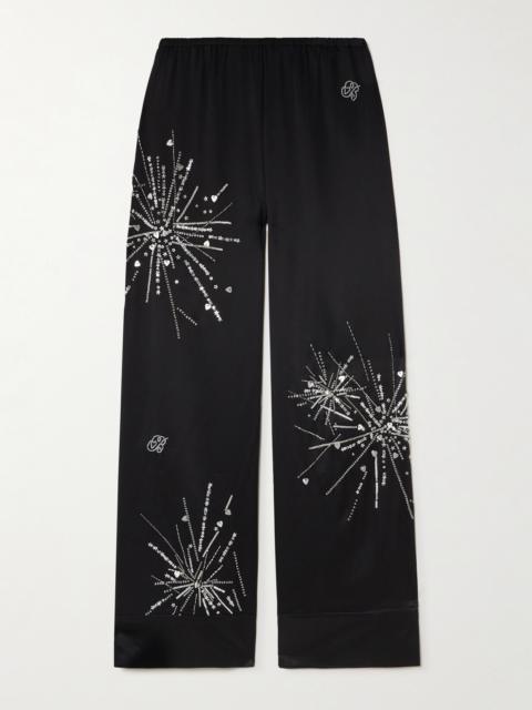 Louis Sequin-embellished Silk-blend Satin Pajama Pants
