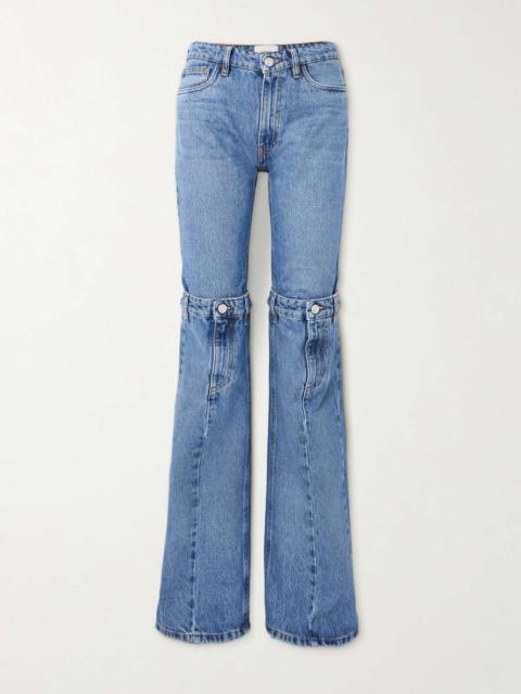 Paneled mid-rise straight-leg jeans