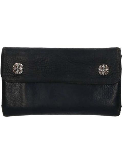 Chrome Hearts Cross Ball Button Leather Wallet Black