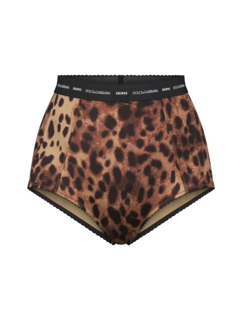SKIMS x Dolce&Gabbana Stretch Satin High-Waisted Brief Leopard