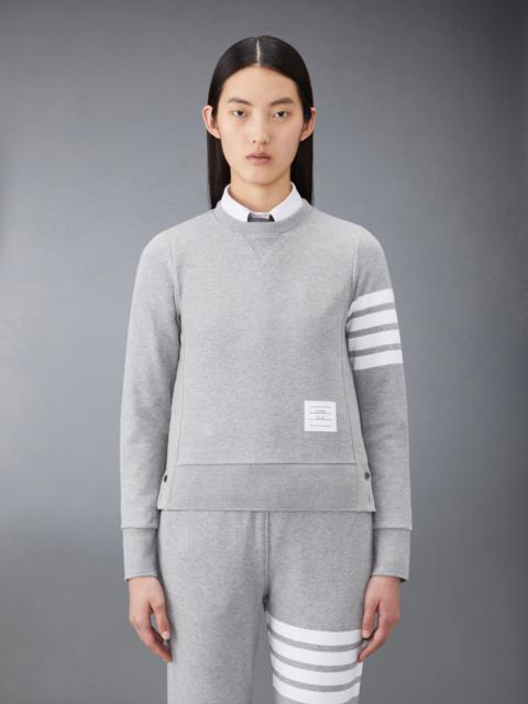 Light Grey Loopback Jersey Knit Engineered 4-bar Stripe Crew Neck Pullover