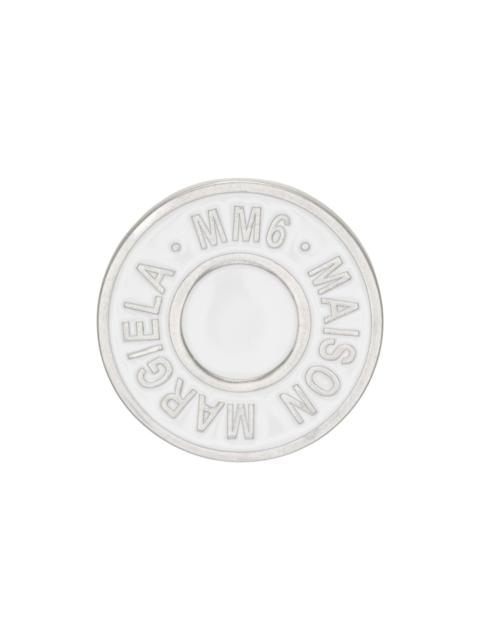 White & Silver Round Logo Pin