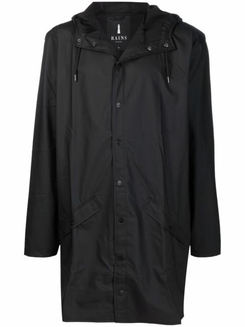 press-stud hooded raincoat